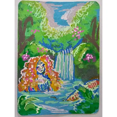 Bathing Mermaid aceo art card thumbnail 2