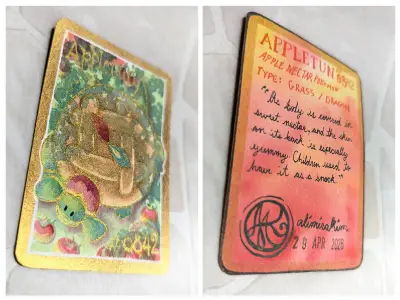 Appletun, Sparkling Metallic & Watercolor Pokemon Card aceo art card thumbnail 2