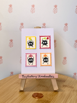 Flower Power Soot Sprites aceo art card thumbnail 2
