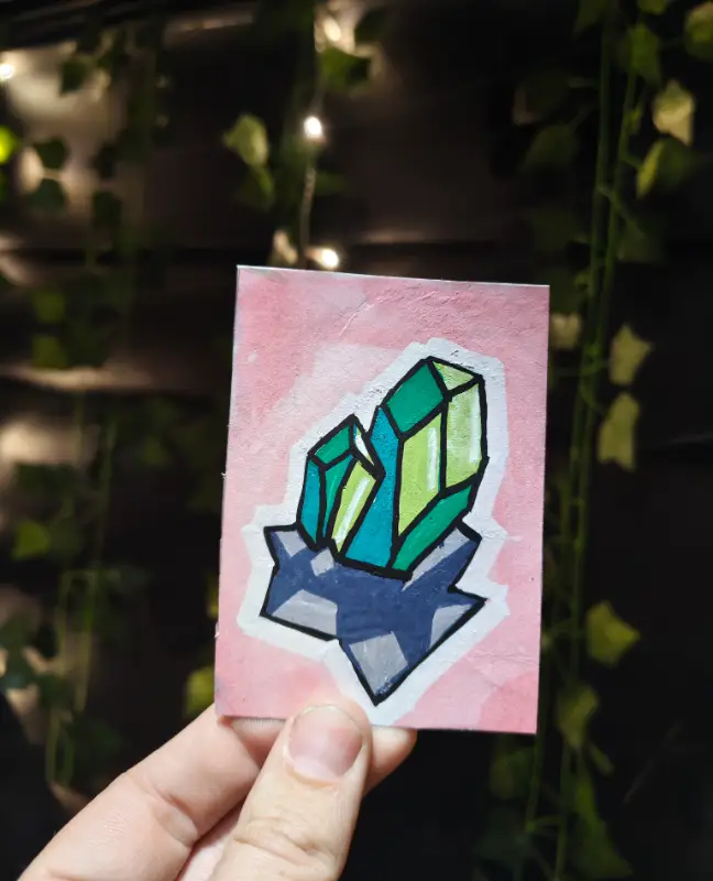 Peridot Cluster aceo art card