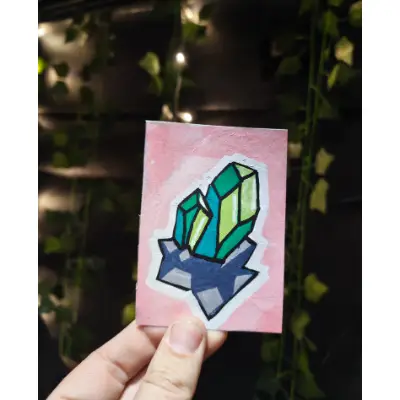 Peridot Cluster aceo art card thumbnail 1