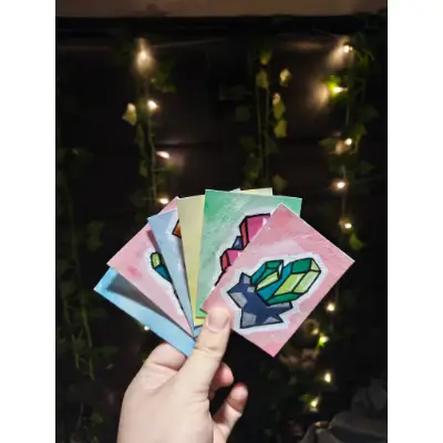 Peridot Cluster aceo art card thumbnail 2
