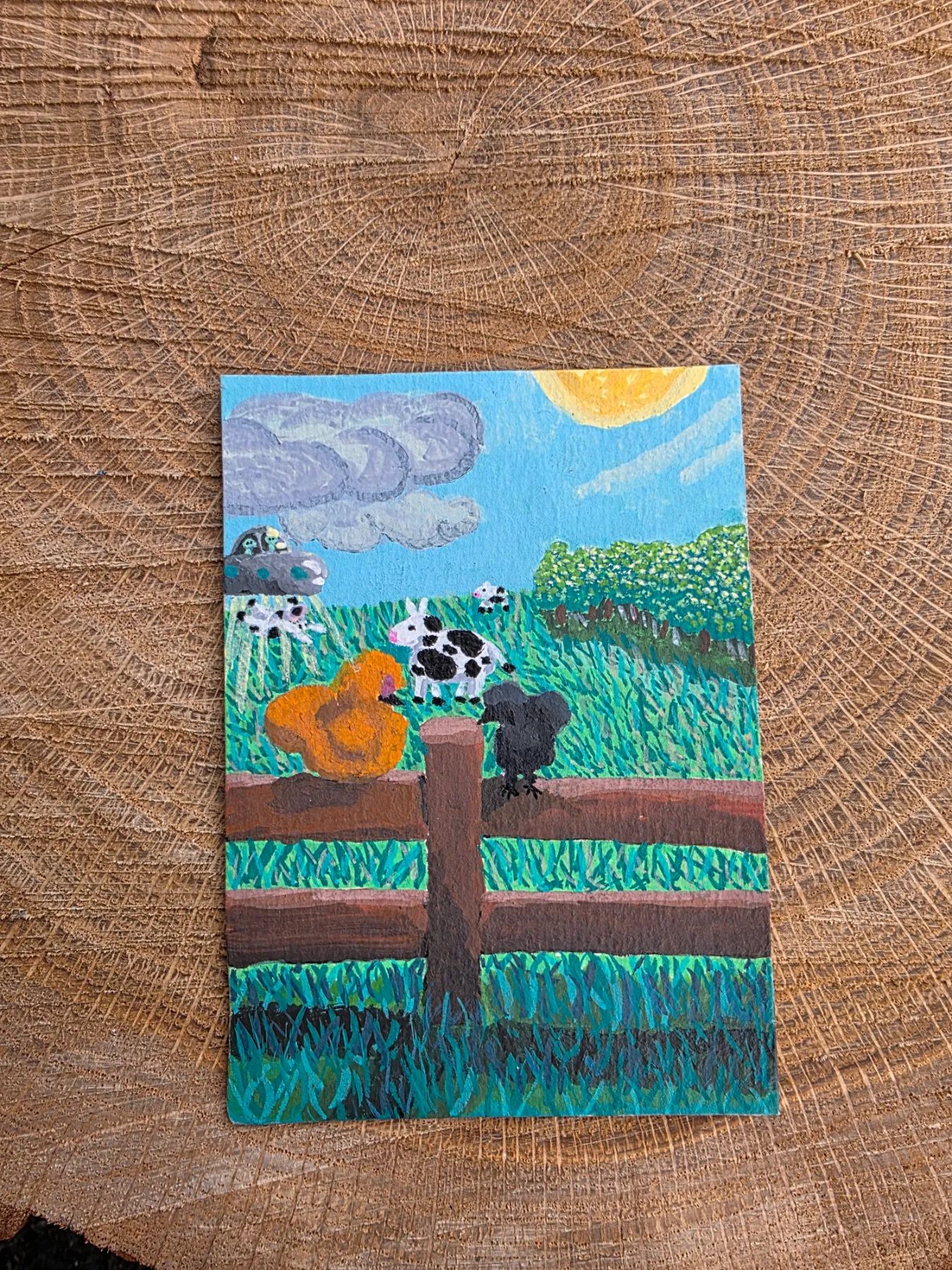 A normal day on the homestead aceo art card