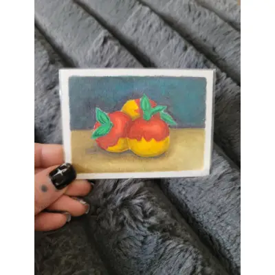"Almost an Apple" Pokemon berry inspired Still Life drawing aceo art card thumbnail 2