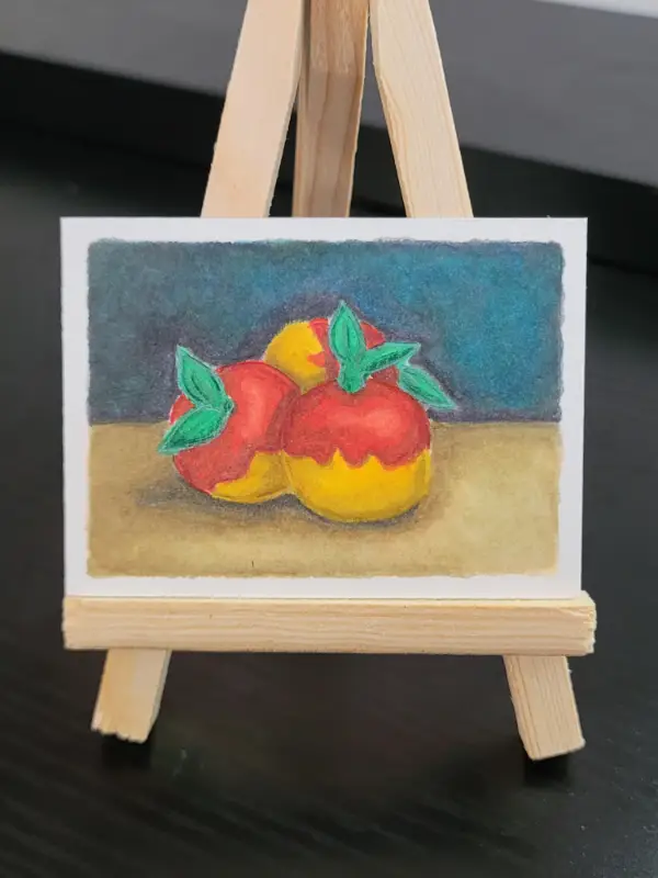 "Almost an Apple" Pokemon berry inspired Still Life drawing aceo art card