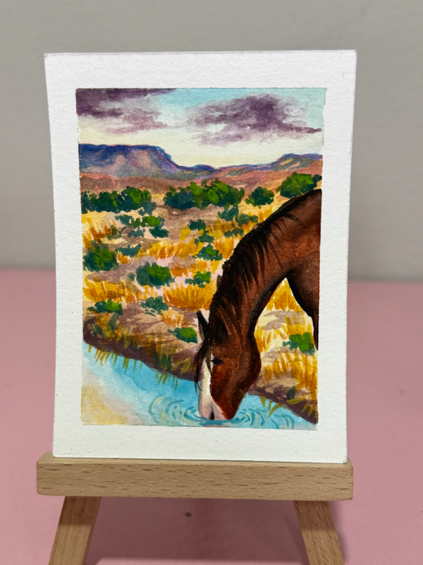 Horse in the Desert aceo art card