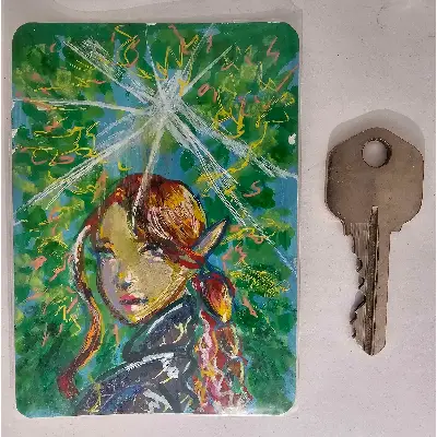 Red Headed Elf Knight aceo art card thumbnail 2