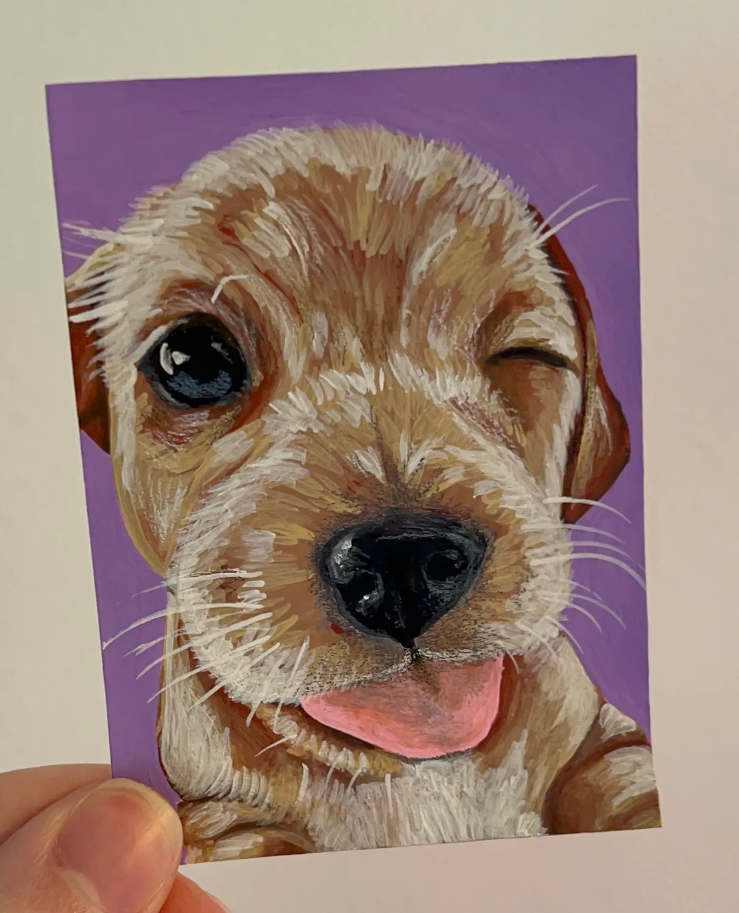 Cute Silly Puppy Dog Face (2.5x3.5 in) aceo art card