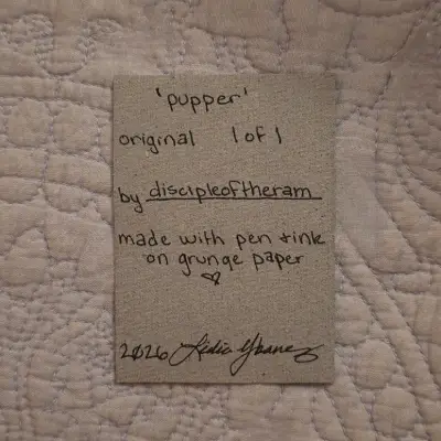 'pupper' original pen & ink aceo aceo art card thumbnail 2