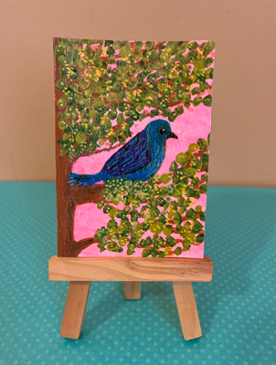Bluebird aceo art card thumbnail 2