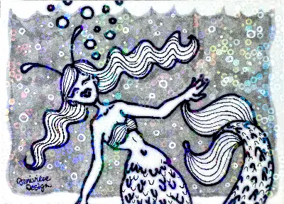 "Mermaids nap, too!" by Jeniveve Design aceo art card thumbnail 2