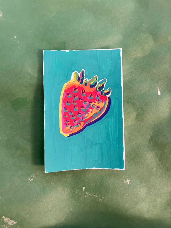 Original ACEO Card Art | Pop Art Fruit | Acrylic Medium aceo art card