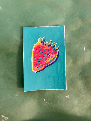 Original ACEO Card Art | Pop Art Fruit | Acrylic Medium aceo art card thumbnail 1