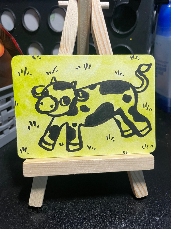 Calves First Steps aceo art card