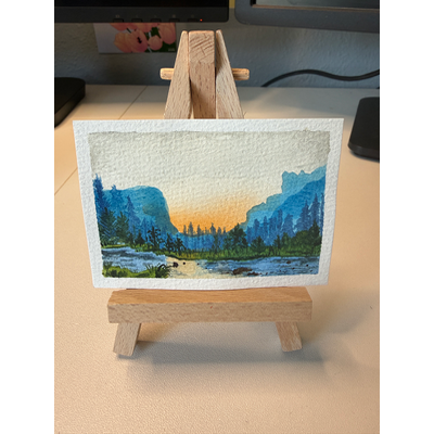 Mountains at Dawn aceo art card thumbnail 1