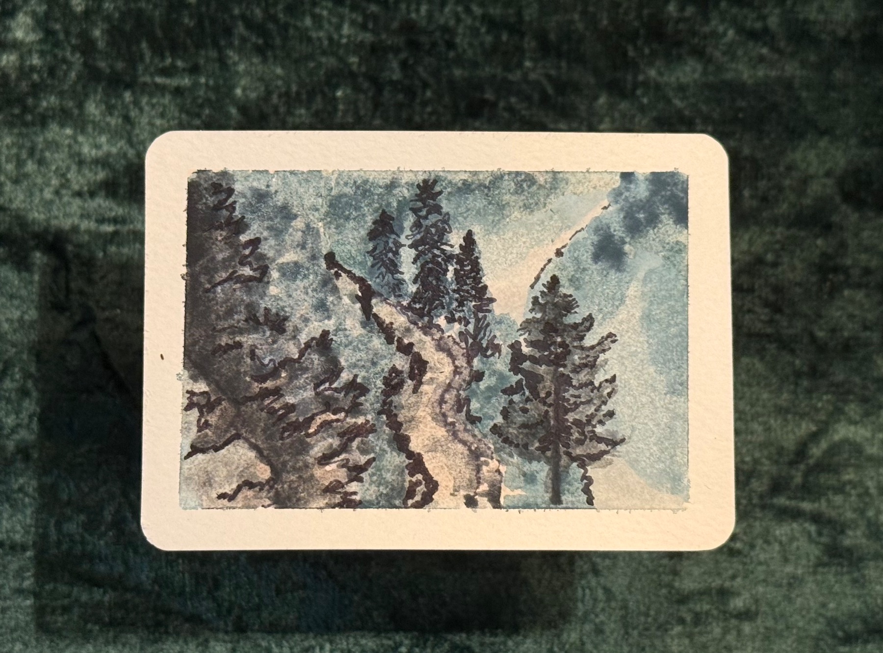 Original Fantasy ACEO Miniature Art Card Watercolor Painting - The Hidden Path aceo art card