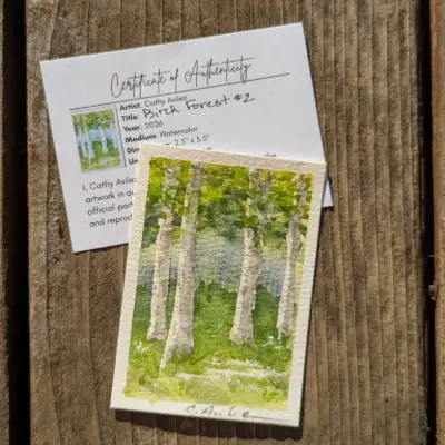 Birch Forest #2 aceo art card thumbnail 4
