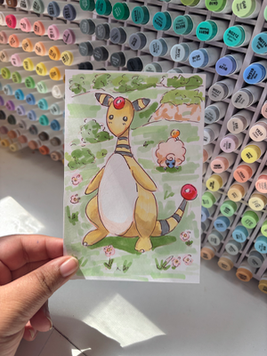 “Ampharos” Pokemon 4x6 aceo art card thumbnail 2