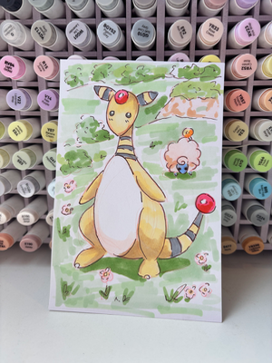 “Ampharos” Pokemon 4x6 aceo art card thumbnail 1