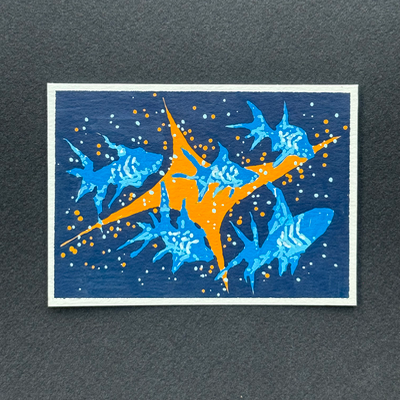 starry blue ii aceo art card thumbnail 2