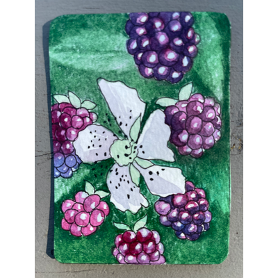 Wild Blackberries aceo art card thumbnail 2