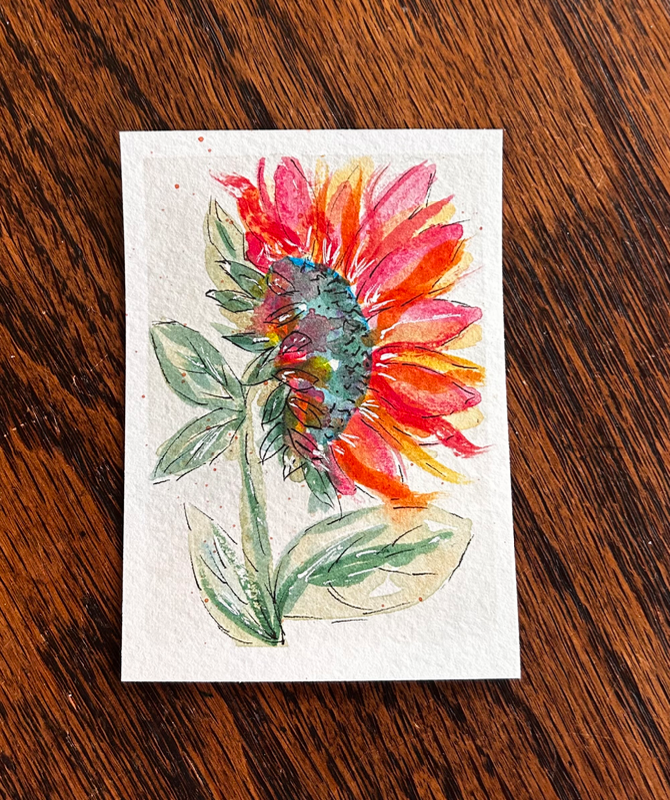 Single Flower aceo art card