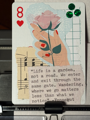 Flower Quote Card #137 by Mazerzine Kurt Vonnegut aceo art card thumbnail 1