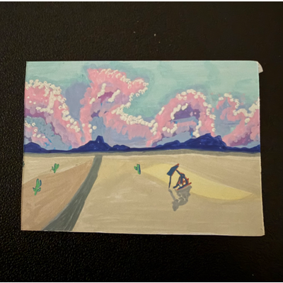 Pump Jack at Sunset aceo art card thumbnail 2