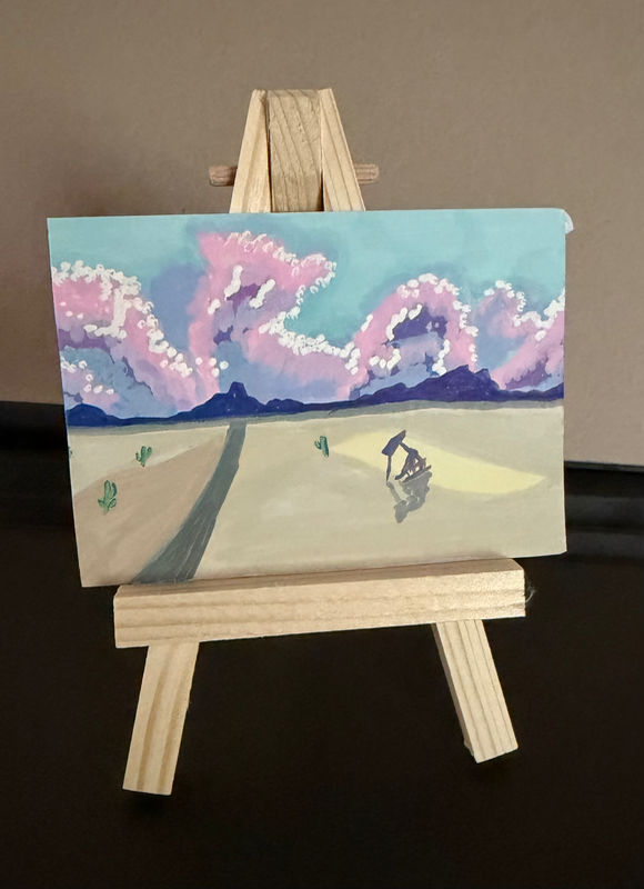 Pump Jack at Sunset aceo art card
