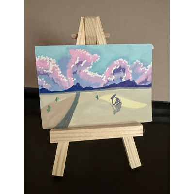 Pump Jack at Sunset aceo art card thumbnail 1