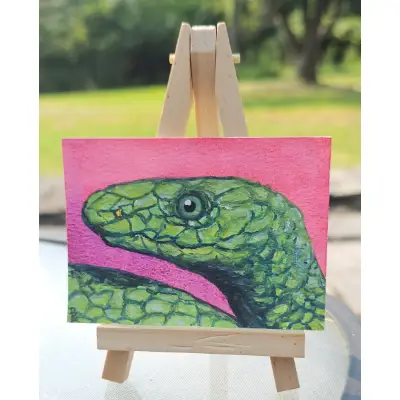 Green Mamba Snake aceo art card thumbnail 1