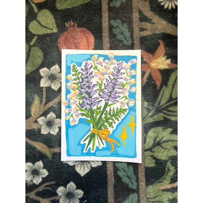 Lavender and Baby’s Breath aceo art card thumbnail 1