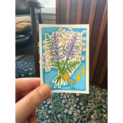 Lavender and Baby’s Breath aceo art card thumbnail 4
