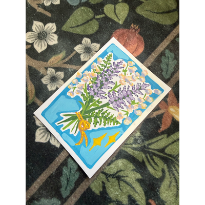 Lavender and Baby’s Breath aceo art card thumbnail 3