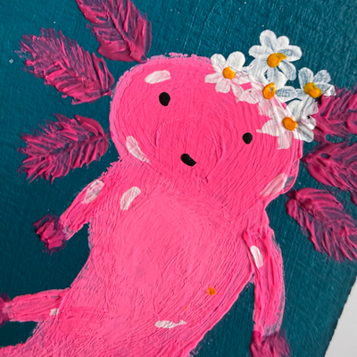 Original Floral Axolotl ACEO | Petals & Gills #3/3 aceo art card thumbnail 3