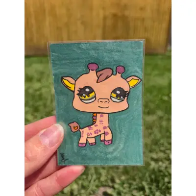 Giraffe LPS aceo art card thumbnail 1