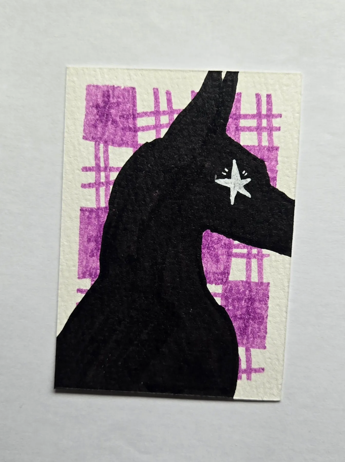 Silhouette Star Series (3 of 3) Dog Portrait aceo art card