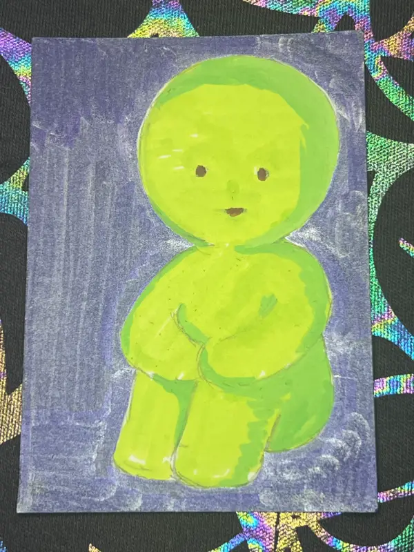 Contemplating Smiski aceo art card