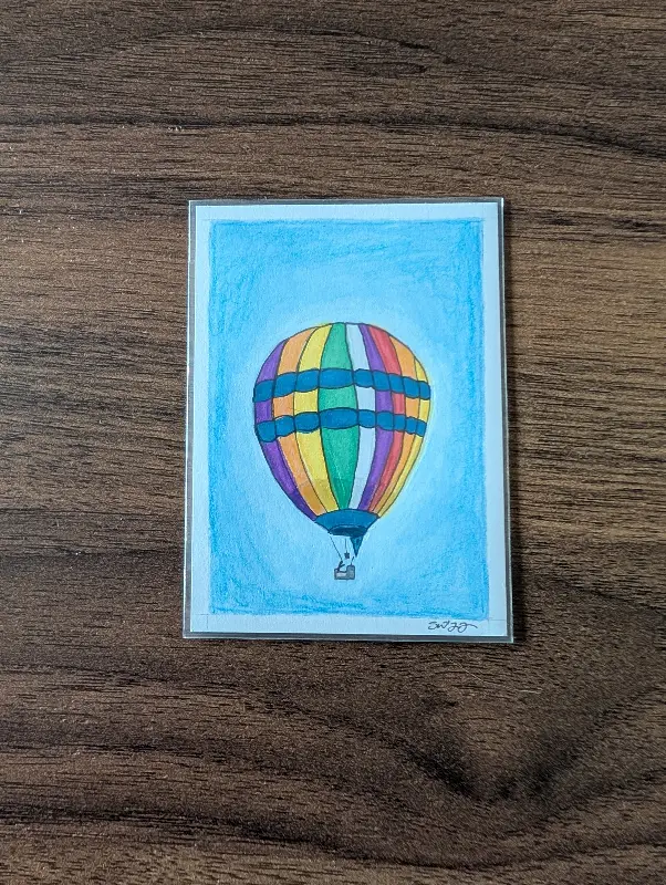 Rainbow Balloon aceo art card