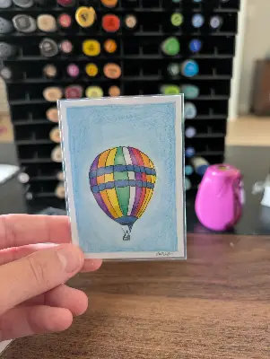 Rainbow Balloon aceo art card thumbnail 2