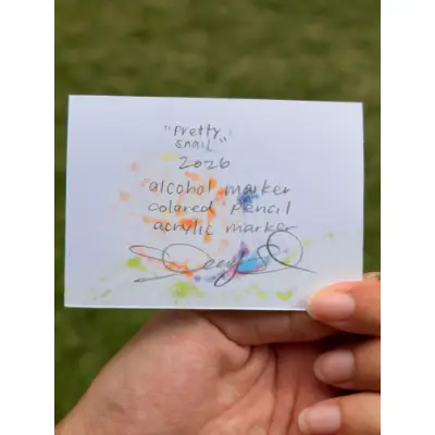 Pretty Snail aceo art card thumbnail 2