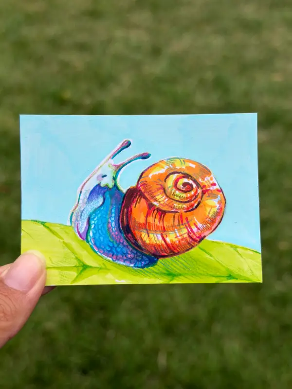Pretty Snail aceo art card