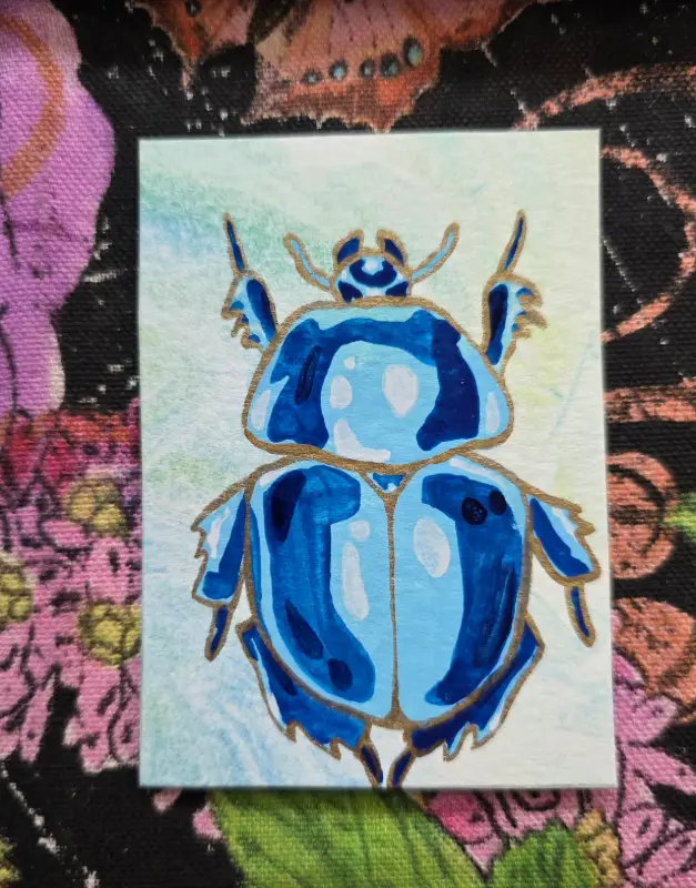 Scarab Beetle aceo art card