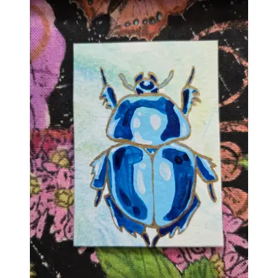 Scarab Beetle aceo art card thumbnail 1