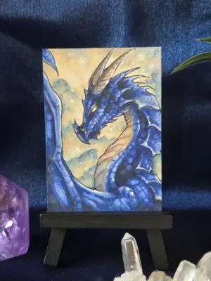 Sapphire Sentinel - Original Dragon ACEO - The Ancient Bloodline Series aceo art card thumbnail 5