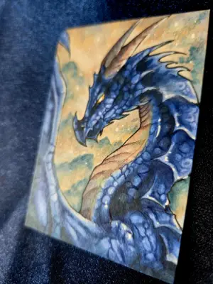 Sapphire Sentinel - Original Dragon ACEO - The Ancient Bloodline Series aceo art card thumbnail 4
