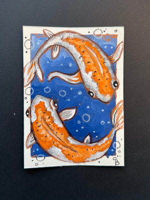KOI DUO aceo art card thumbnail 2