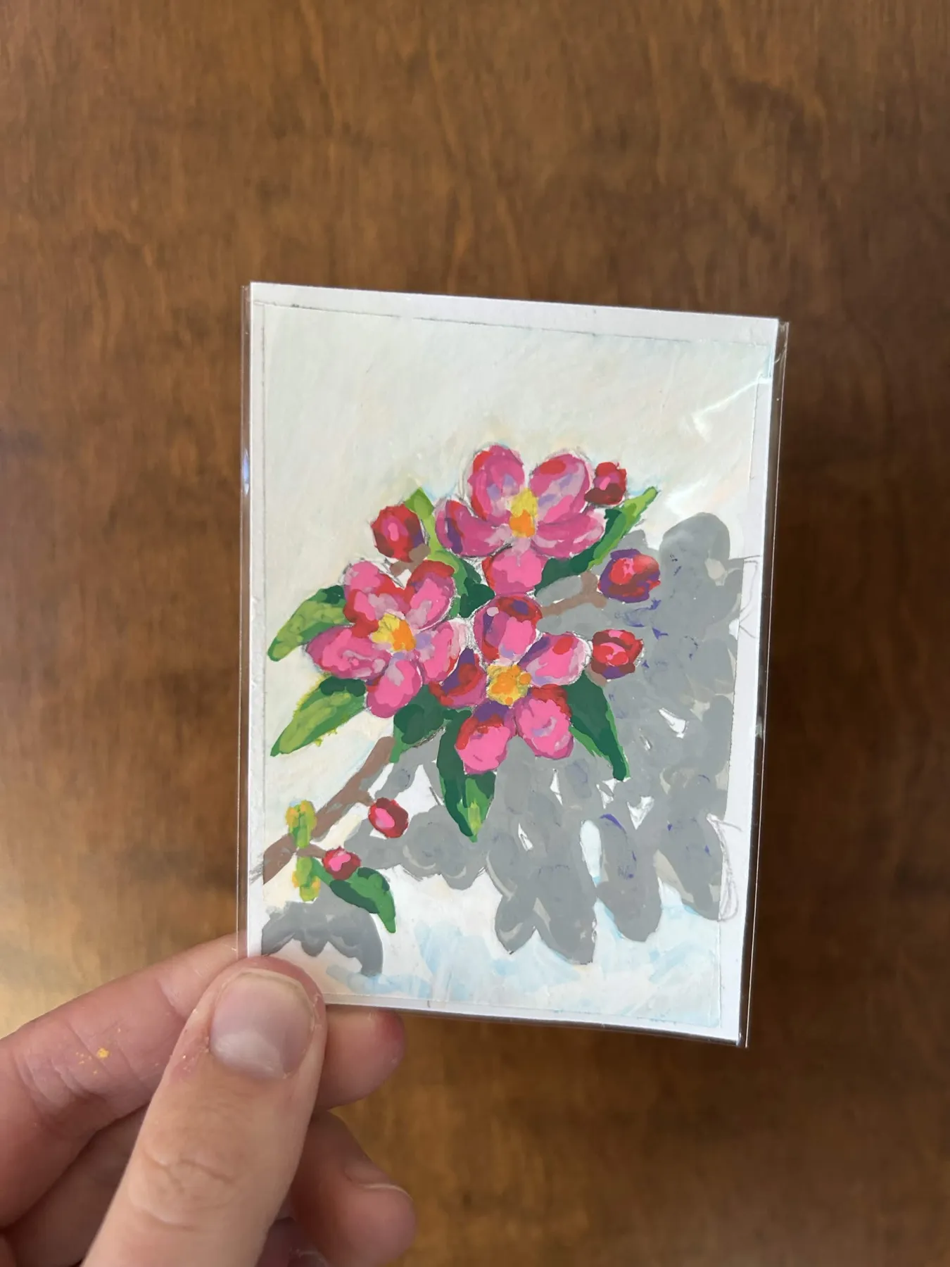 Pink Flowers aceo art card