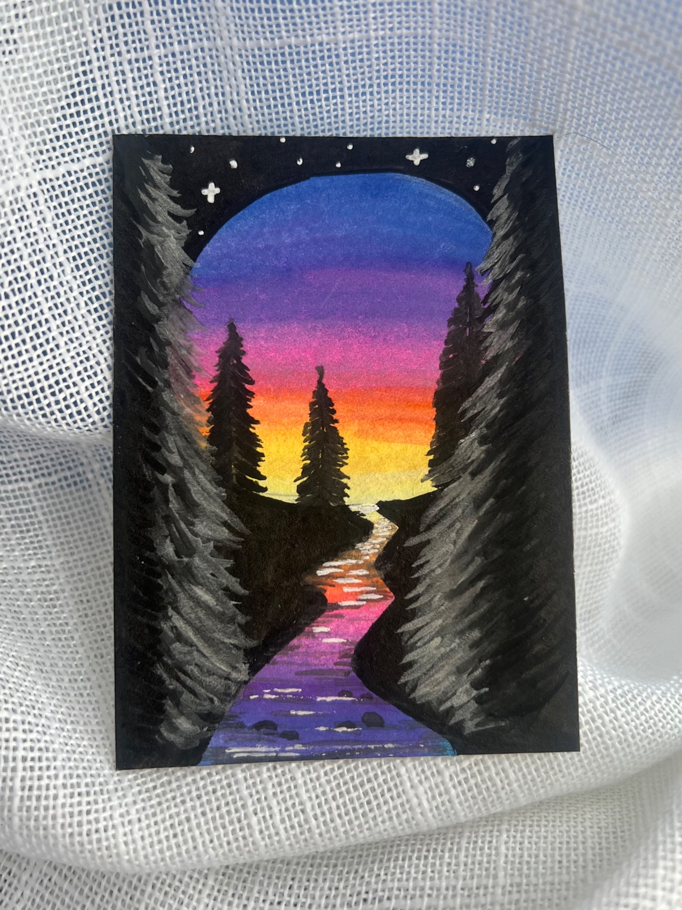 Rainbow Pines aceo art card