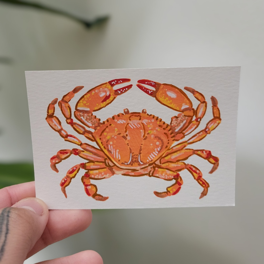 Orange Crab aceo art card